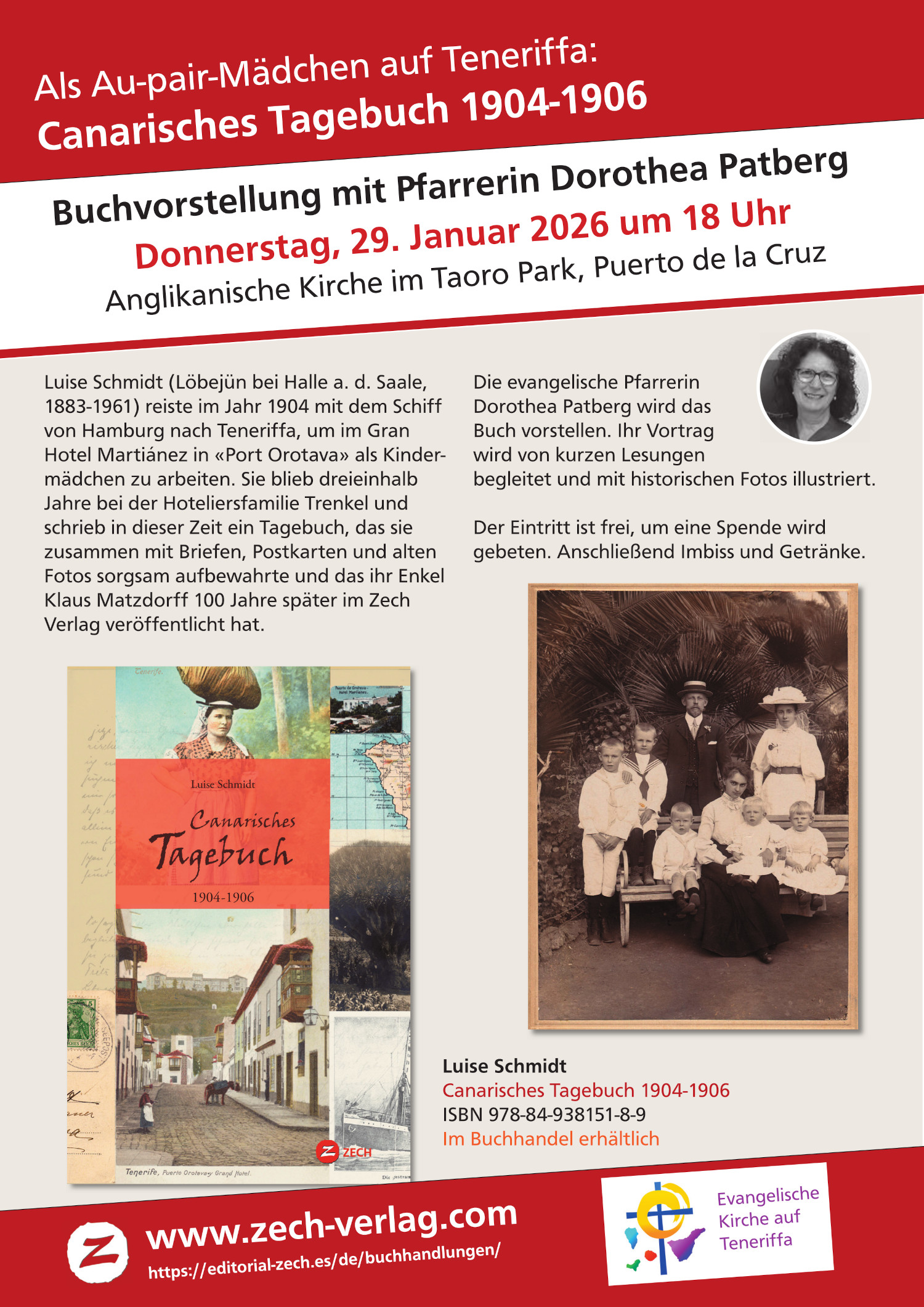 Donnerstag, den 29. Januar 2026, wird das Canarische Tagebuch in der Anglikanischen Kirche vorgestellt.